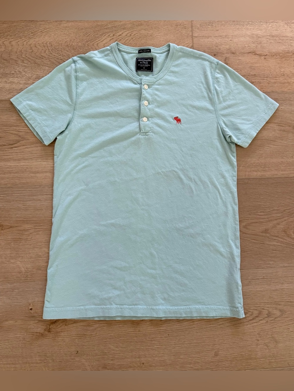 Abercrombie & Fitch Men’s Cotton Henley Shirt Medium Seafoam Green